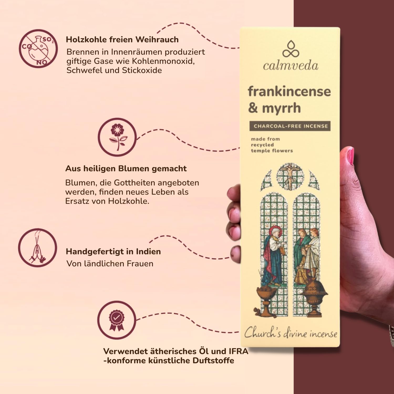 Frankincense Räucherstäbchen Weihrauch mit Myrrh - (80 weihrauch stäbchen) Kirche Räuchern, Recycelte Blüten | Weihrauch zum Räuchern | Räucherstäbchen Set mit räucherwerk